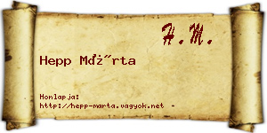 Hepp Márta névjegykártya